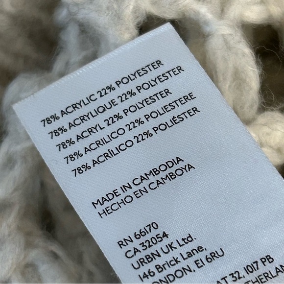 ❤️ Urban Outfitters Open Square Knit Holes Cream Oversized Sweater S - Picture 7 of 11